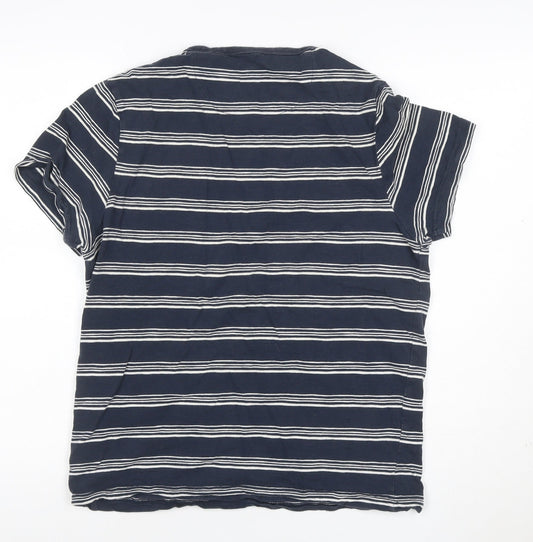 Farah Unisex Blue Striped Cotton Crew Neck T-Shirt M