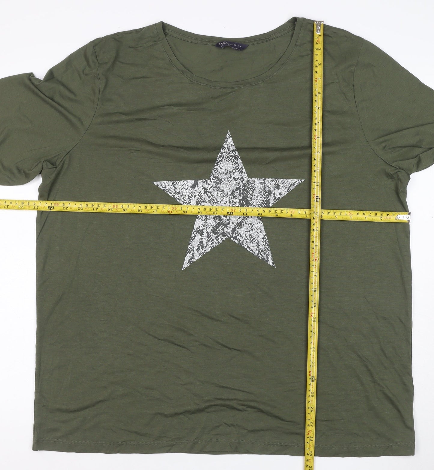 Marks and Spencer Women’s Green Star Print 3/4 Sleeve T-Shirt Size 20