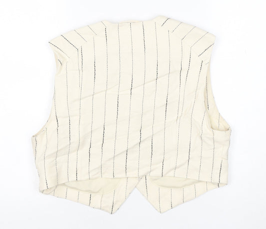 H&M Women Ivory Pinstripe Suit Waistcoat Size L Viscose Blend