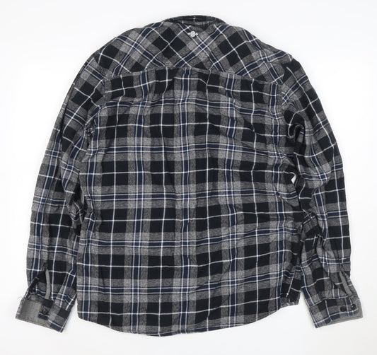 Jack & Jones Men’s Blue Check Flannel Long Sleeve Button-Up Shirt XL
