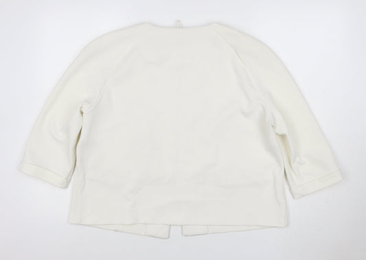 Marks and Spencer Women Ivory Textured Collarless Suit Jacket Size 16