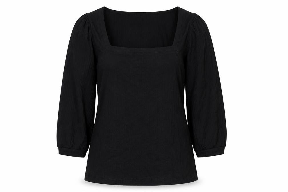 Oliver Bonas Women's Black Square Neck 3/4 Sleeve Blouse UK 10