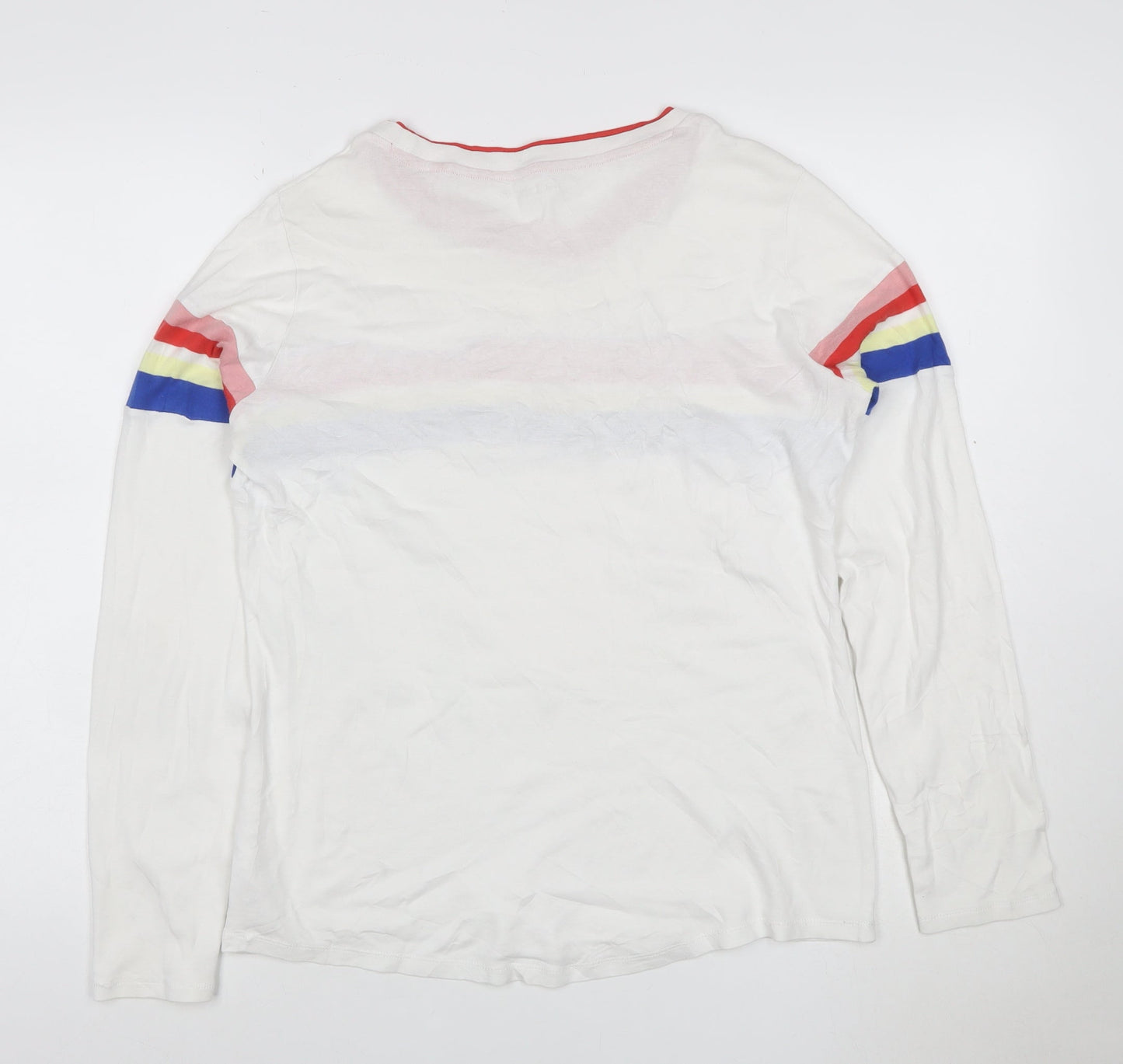 Next Womens White Rainbow Stripe Long Sleeve Ringer T-Shirt Size 18