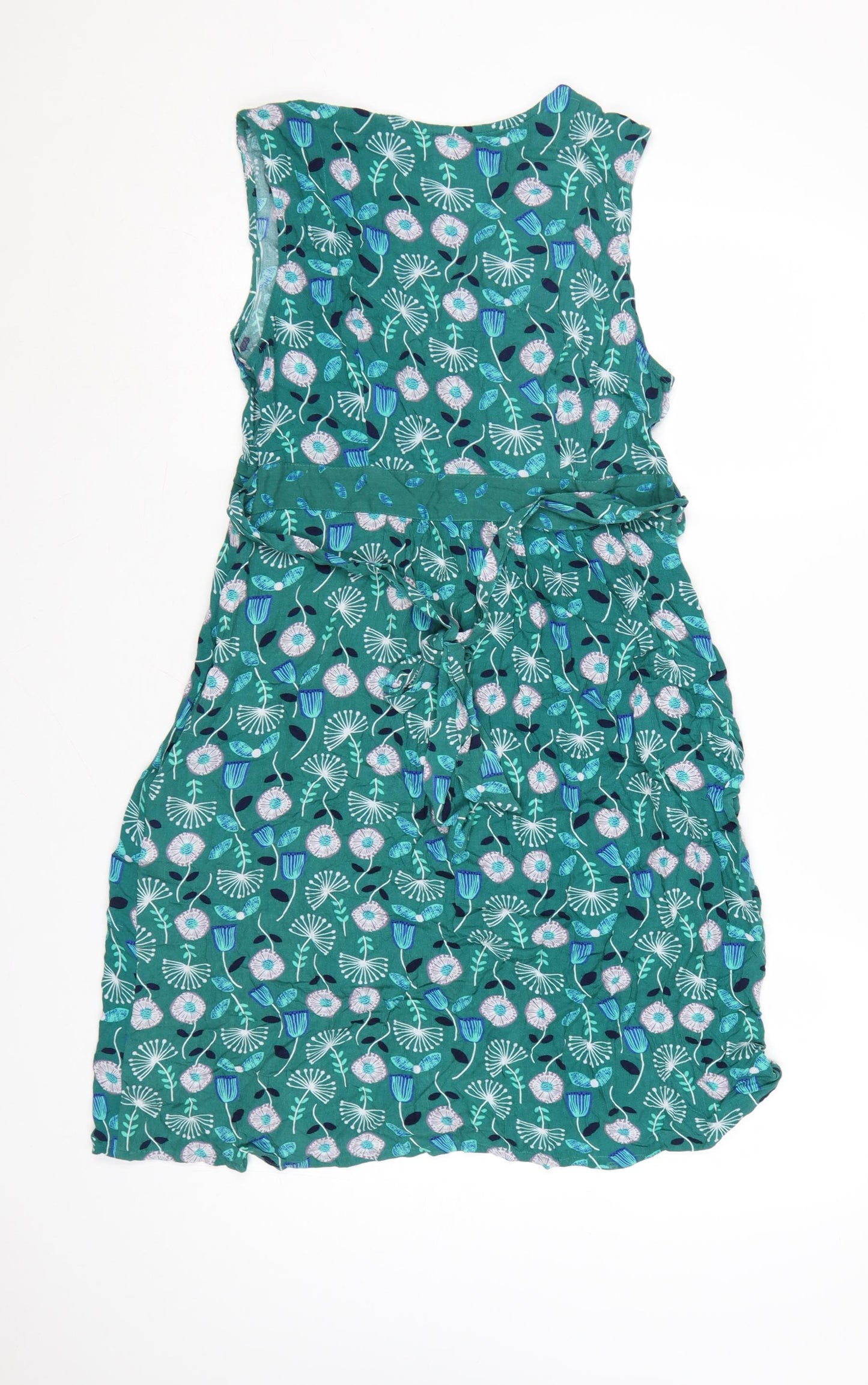 Mantaray Faithful & True Green Floral Sleeveless Wrap Dress Size 12