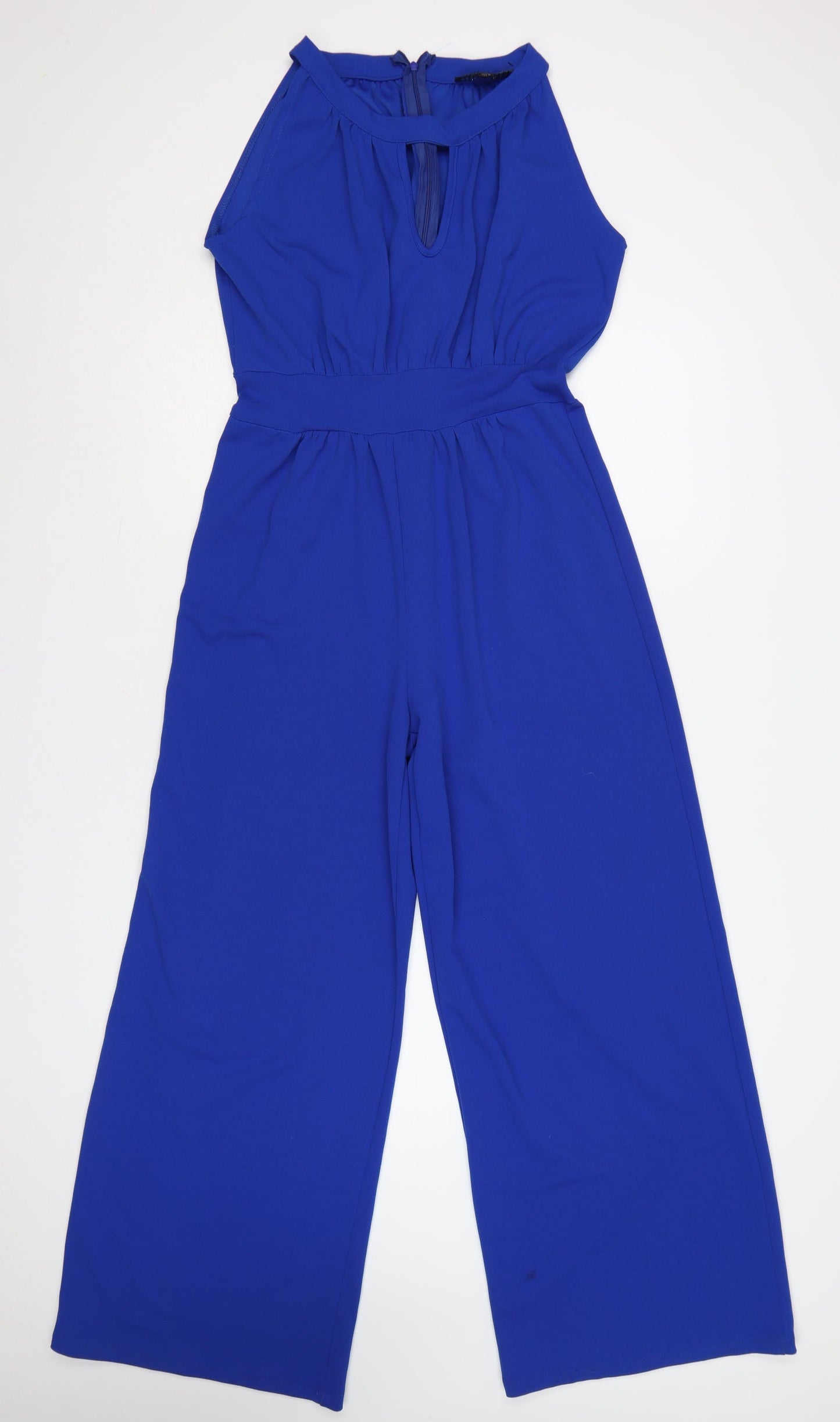 Mela London Women’s Blue Sleeveless Halter Wide-Leg Jumpsuit Size 10