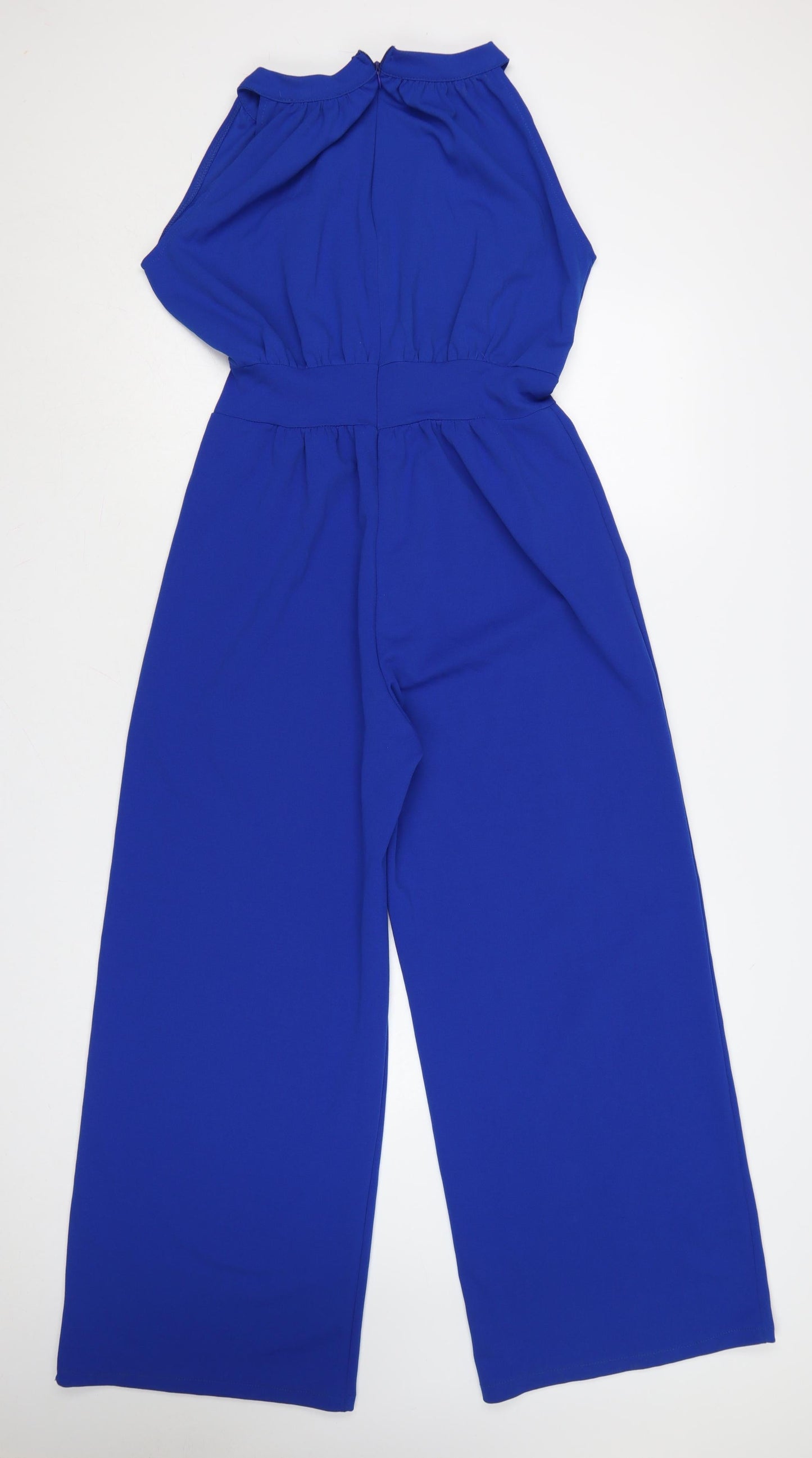 Mela London Women’s Blue Sleeveless Halter Wide-Leg Jumpsuit Size 10