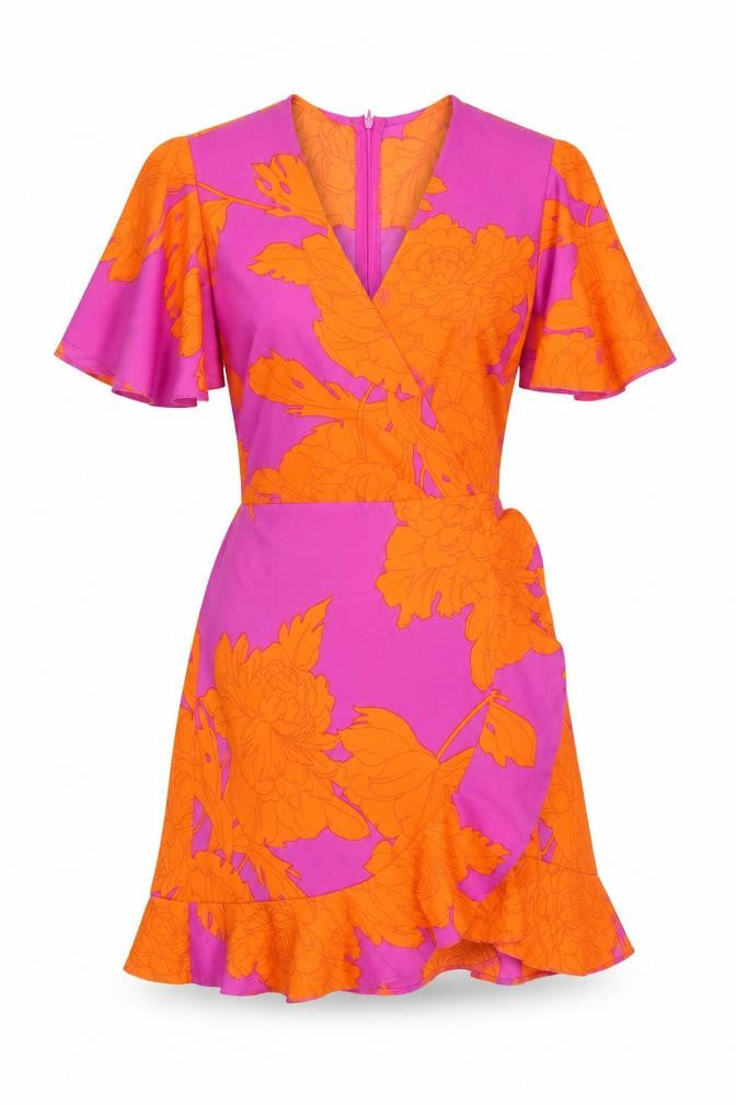AX Paris Women’s Multicoloured Floral Wrap Dress Size 8 Short Sleeve