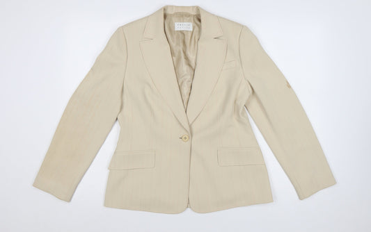 Precis Petite Beige Pinstripe Classic Blazer UK 12 Women's Tailored Jacket