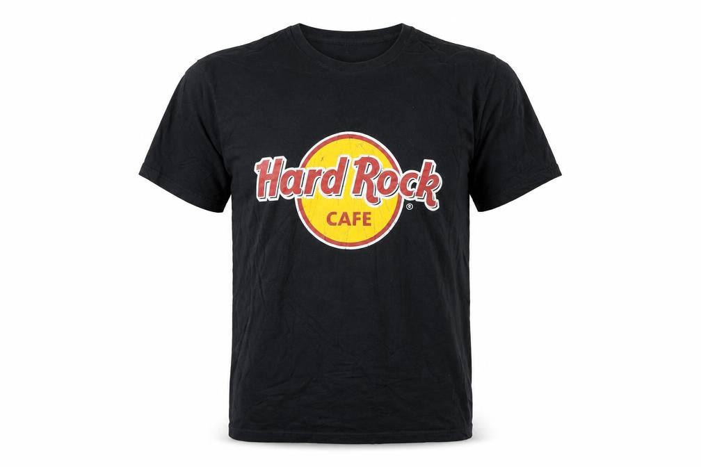 Front view of Fashion Mixxx London Men's Black Hard Rock Cafe Graphic T-Shirt L