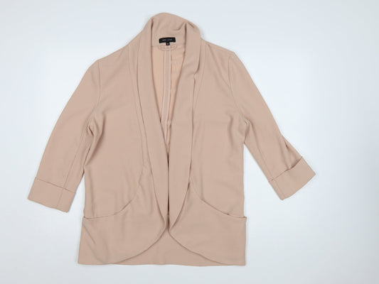 New Look Women Beige Shawl Collar Open Front Blazer Size 14