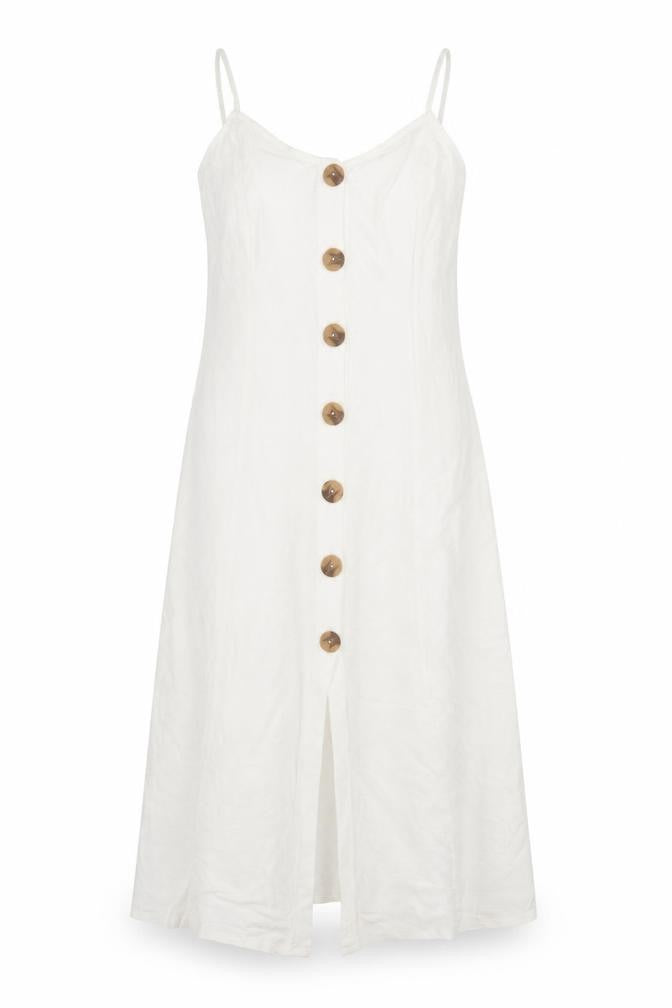 ASOS Women White Size 10 Midi Slip Dress Button Front Summer