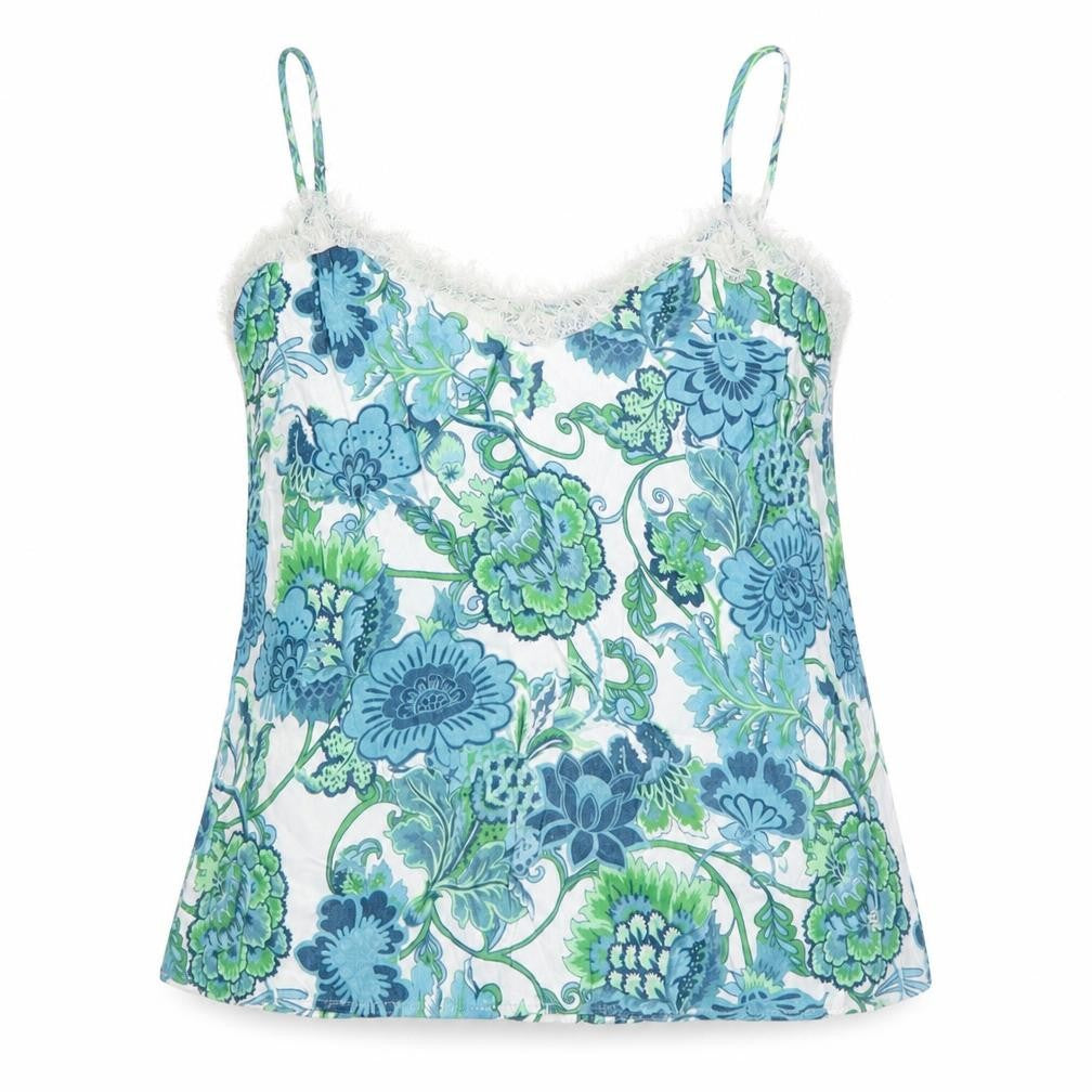 Salsa Jeans Women's Blue Floral Lace Camisole Top Size S