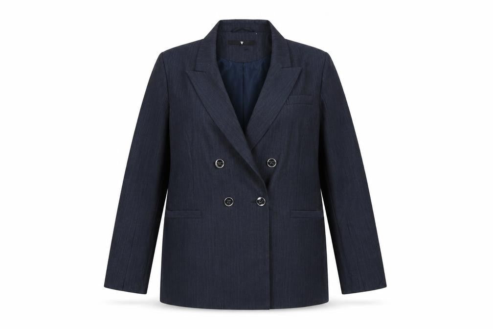 V by Very Women's Navy Double-Breasted Blazer Jacket UK 16