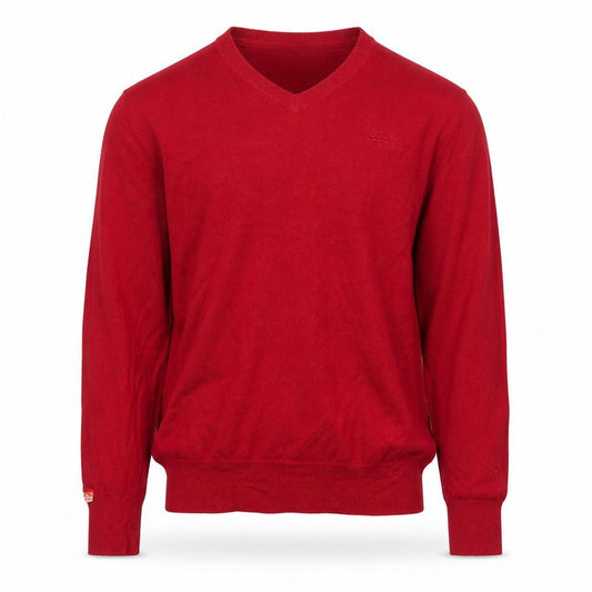 Superdry Men’s Red L Cashmere Blend V-Neck Knit Pullover Jumper