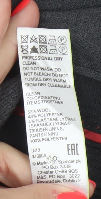 Marks and Spencer Men's Grey 40/31 Regular Wool Blend Dress Trousers
