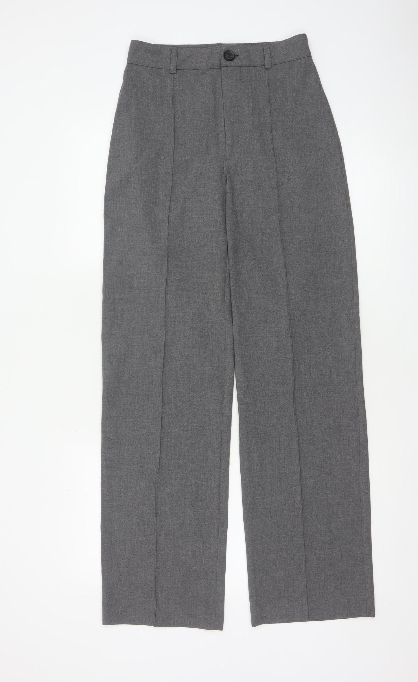 Pull&Bear Women Grey S High Rise Straight Tailored Trousers