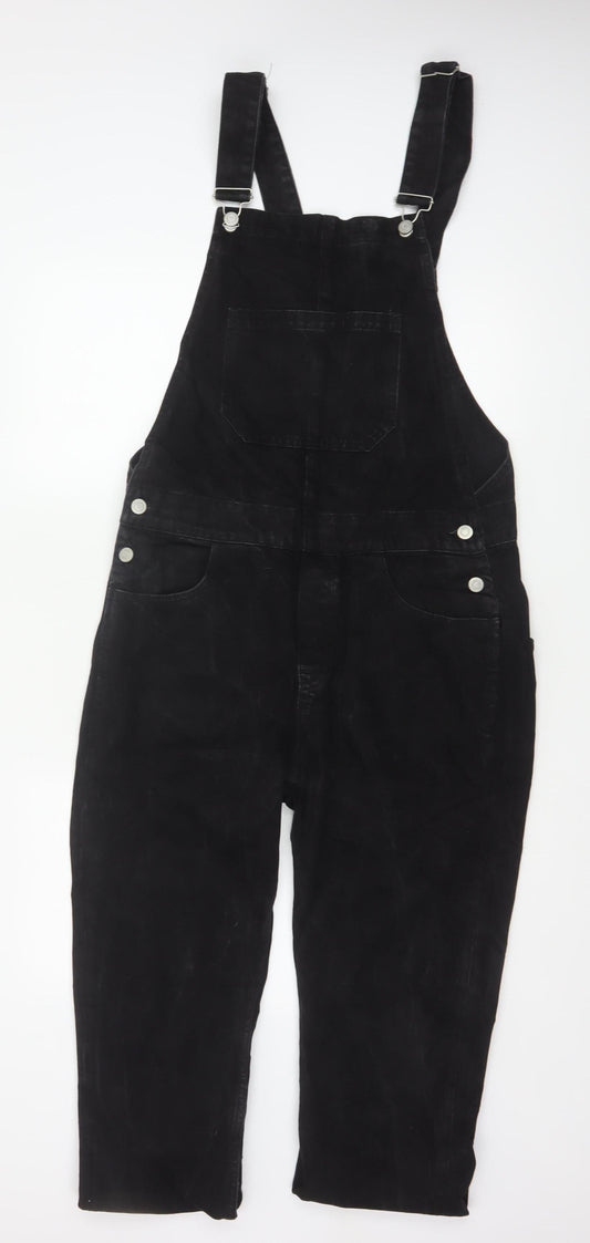 ASOS Design Women Black Size S Cotton Denim Straight Leg Dungarees