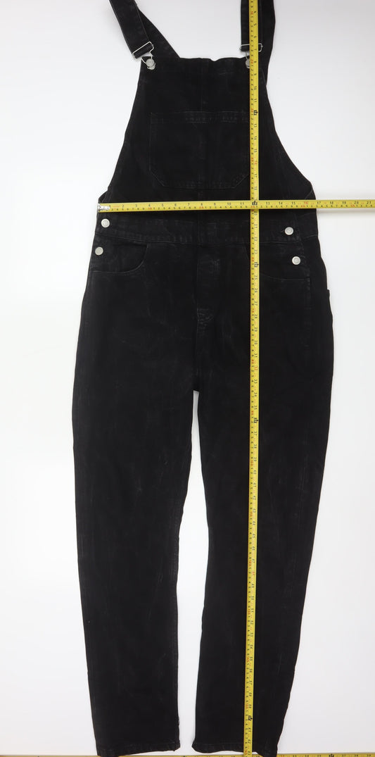 ASOS Design Women Black Size S Cotton Denim Straight Leg Dungarees