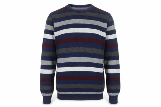 Commander Men’s Multicoloured Striped Cotton Crew Neck Pullover Jumper L