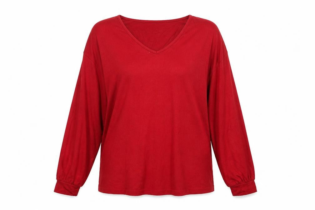 Marks & Spencer Women Red UK 14 V-Neck Glitter Jersey Top