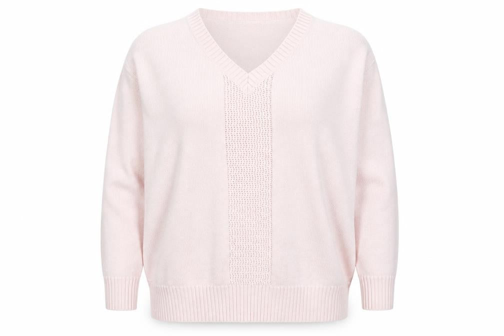 Damart Women Pink Cotton V-Neck Knit Pullover Jumper UK 20