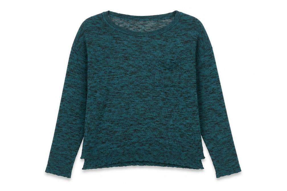 H&M Women Green Marl Knit Round Neck Long Sleeve Jumper Size M