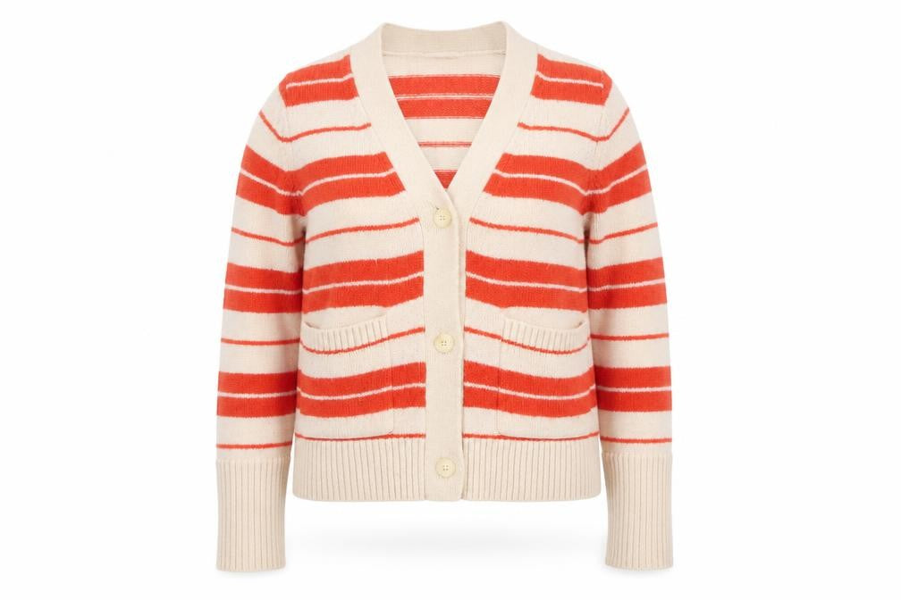 Front view of Autograph Women’s Multicoloured UK 10 Striped V-Neck Mohair Blend Cardigan