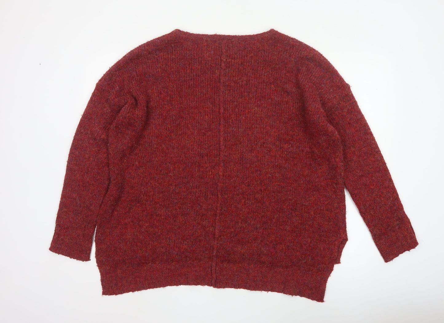 Marks and Spencer Women Red L V-Neck Raglan Knit Pullover Jumper