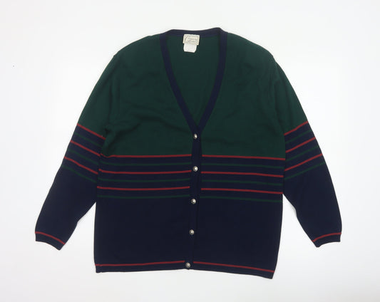 Company Collection Men’s Multicoloured L V-Neck Striped Acrylic Cardigan
