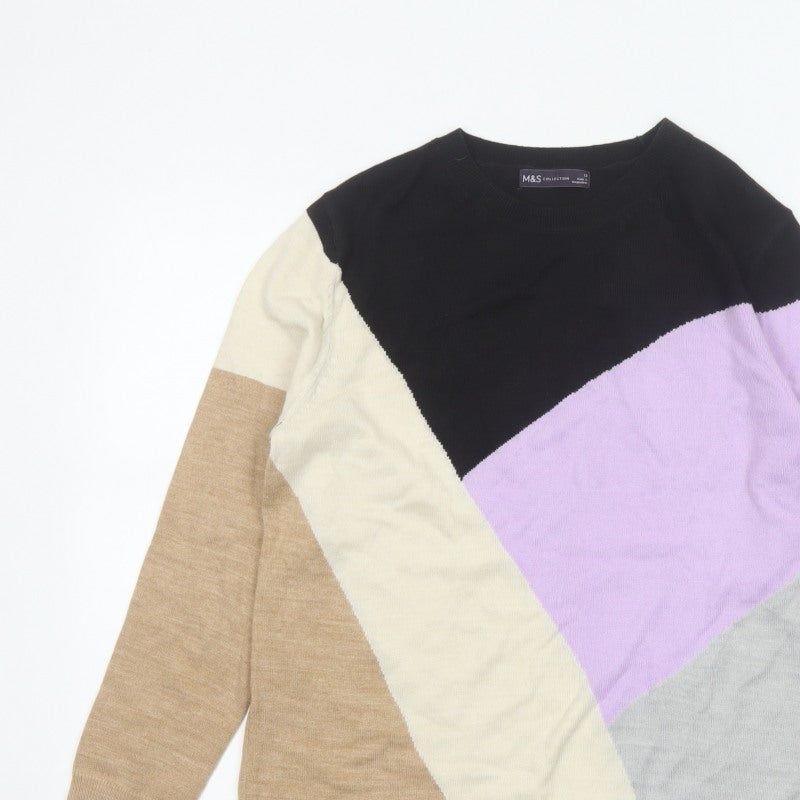 Marks and Spencer Women’s Multicoloured Geometric Knit Jumper UK 12