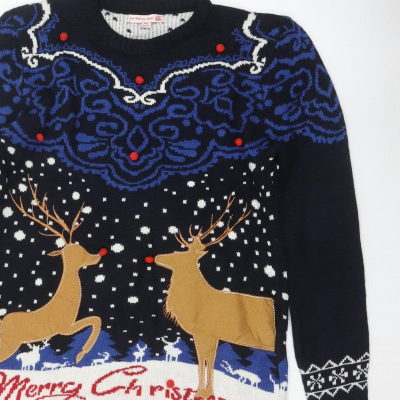 Additional view of You Look Ugly Today Men's Black XL Christmas Reindeer Knit Pullover