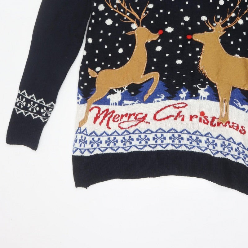 Additional view of You Look Ugly Today Men's Black XL Christmas Reindeer Knit Pullover