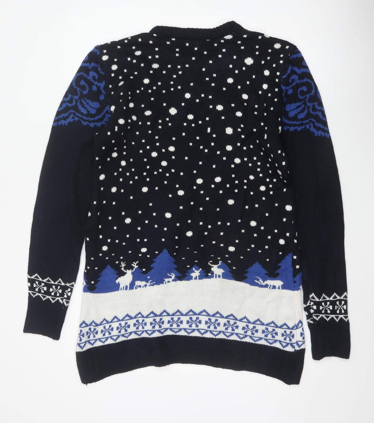Close-up detail of You Look Ugly Today Men's Black XL Christmas Reindeer Knit Pullover