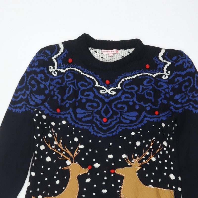 Additional view of You Look Ugly Today Men's Black XL Christmas Reindeer Knit Pullover