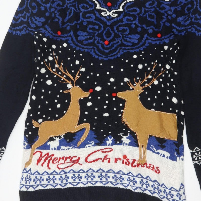 Additional view of You Look Ugly Today Men's Black XL Christmas Reindeer Knit Pullover