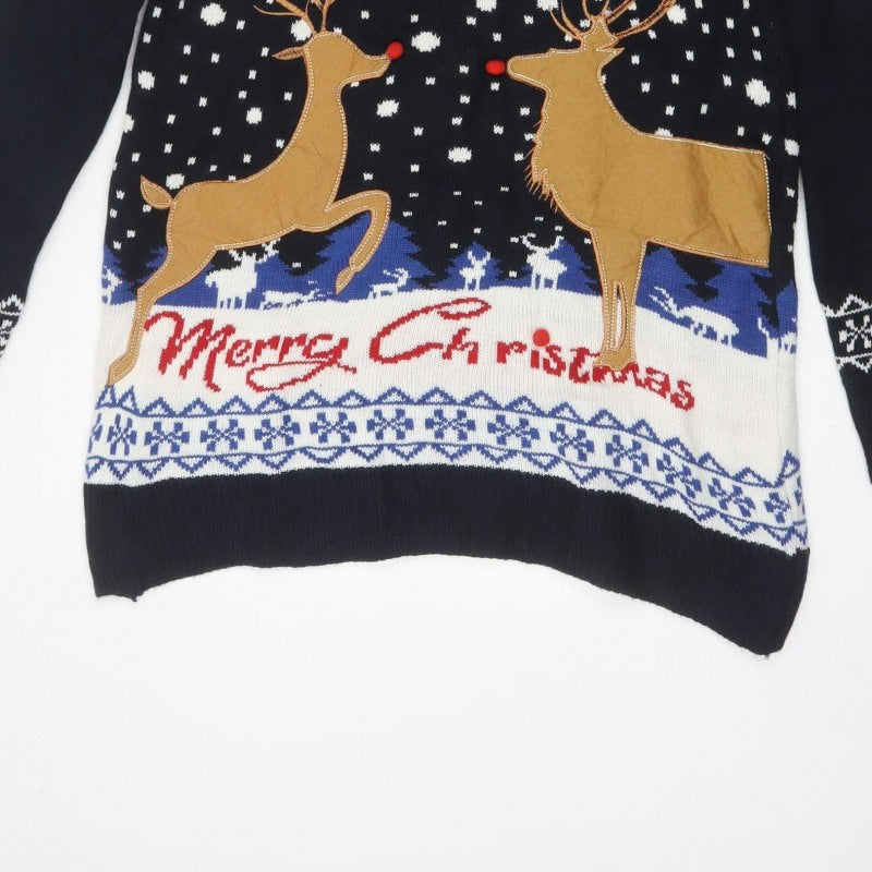 Additional view of You Look Ugly Today Men's Black XL Christmas Reindeer Knit Pullover