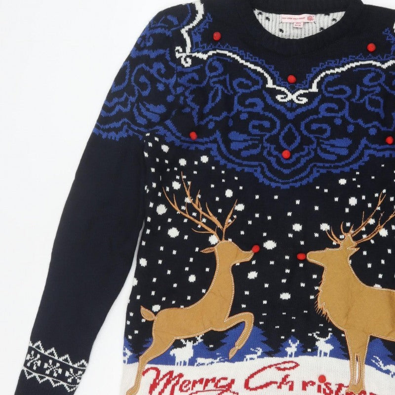 Additional view of You Look Ugly Today Men's Black XL Christmas Reindeer Knit Pullover