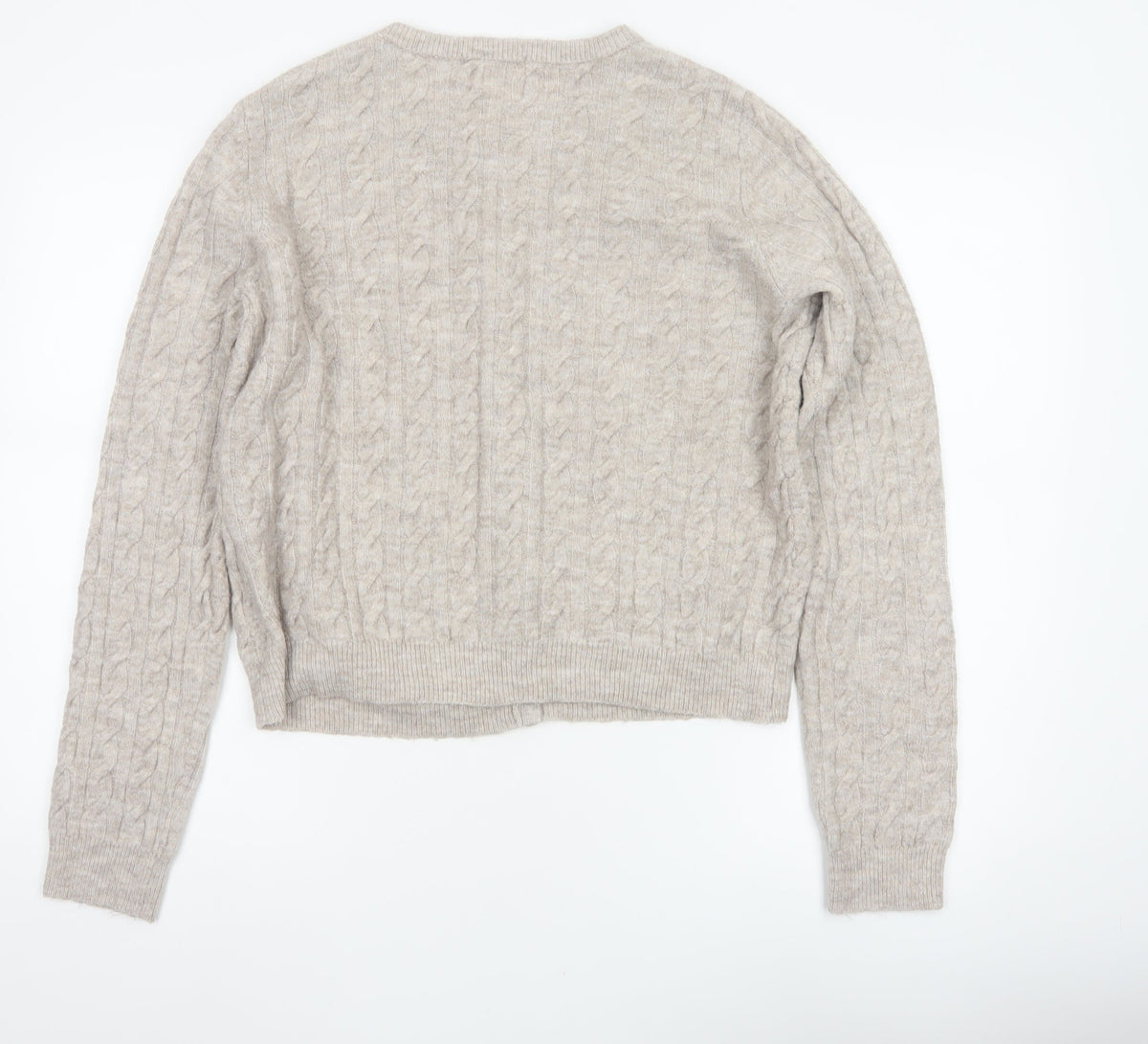 H&M Women’s Beige Cable Knit Button Cardigan UK 12 Long Sleeve