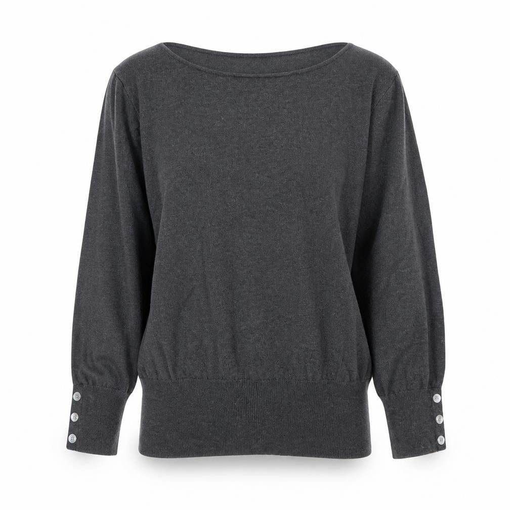 Next Women’s Grey Size 16 Modal Knit Scoop Neck Button Jumper