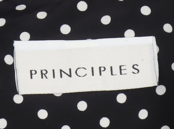 Principles Women Black White Polka Dot Button Playsuit UK 16