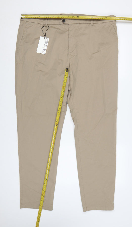 Jaeger Men’s Beige 42in Regular Tapered Stretch Chino Trousers NWT