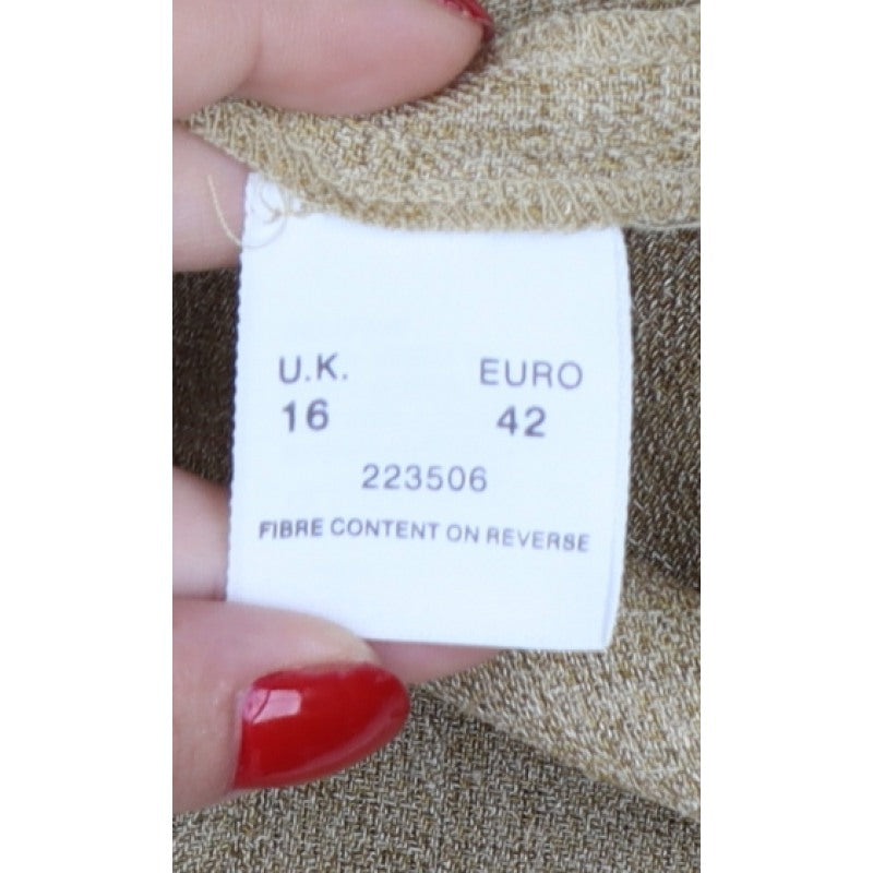 Eastex Women Beige UK 16 Textured 3/4 Sleeve Suit Top