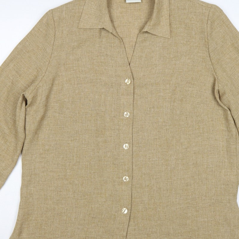 Eastex Women Beige UK 16 Textured 3/4 Sleeve Suit Top