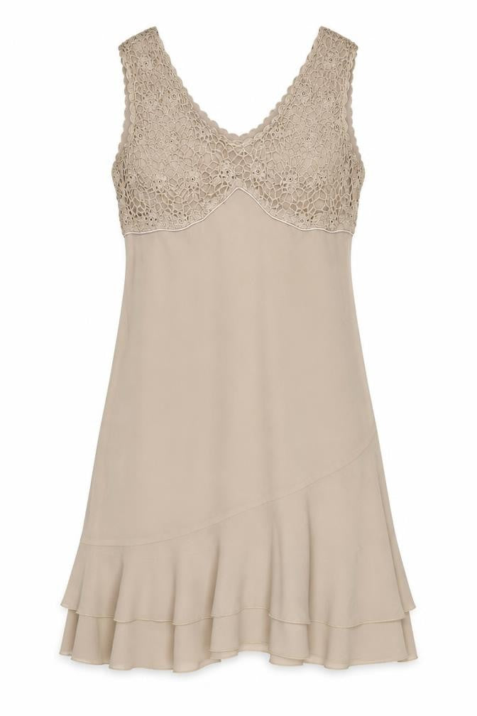 Klass Women Beige Size 16 Long Lace Fit & Flare Wedding Dress