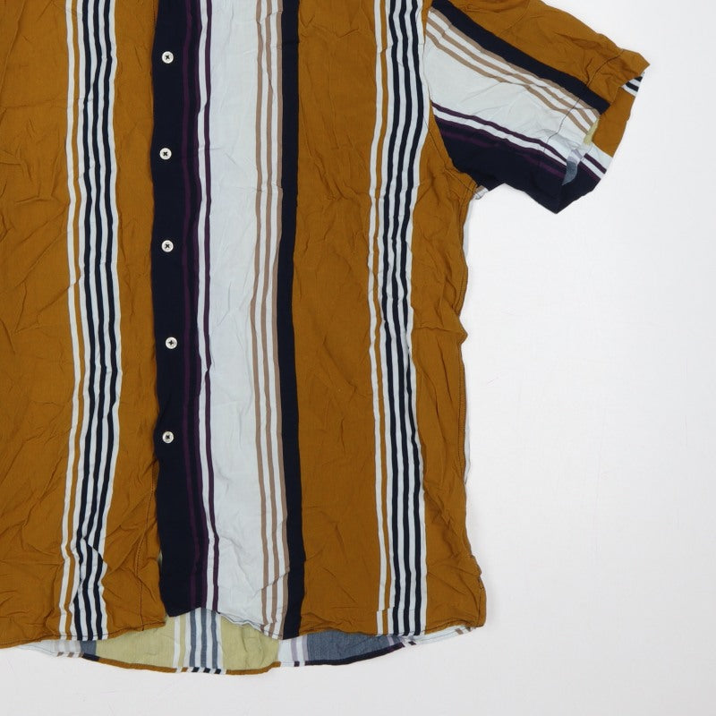 Additional view of Zara Men Multicoloured Striped Relaxed Fit Short Sleeve Button-Up Shirt XL