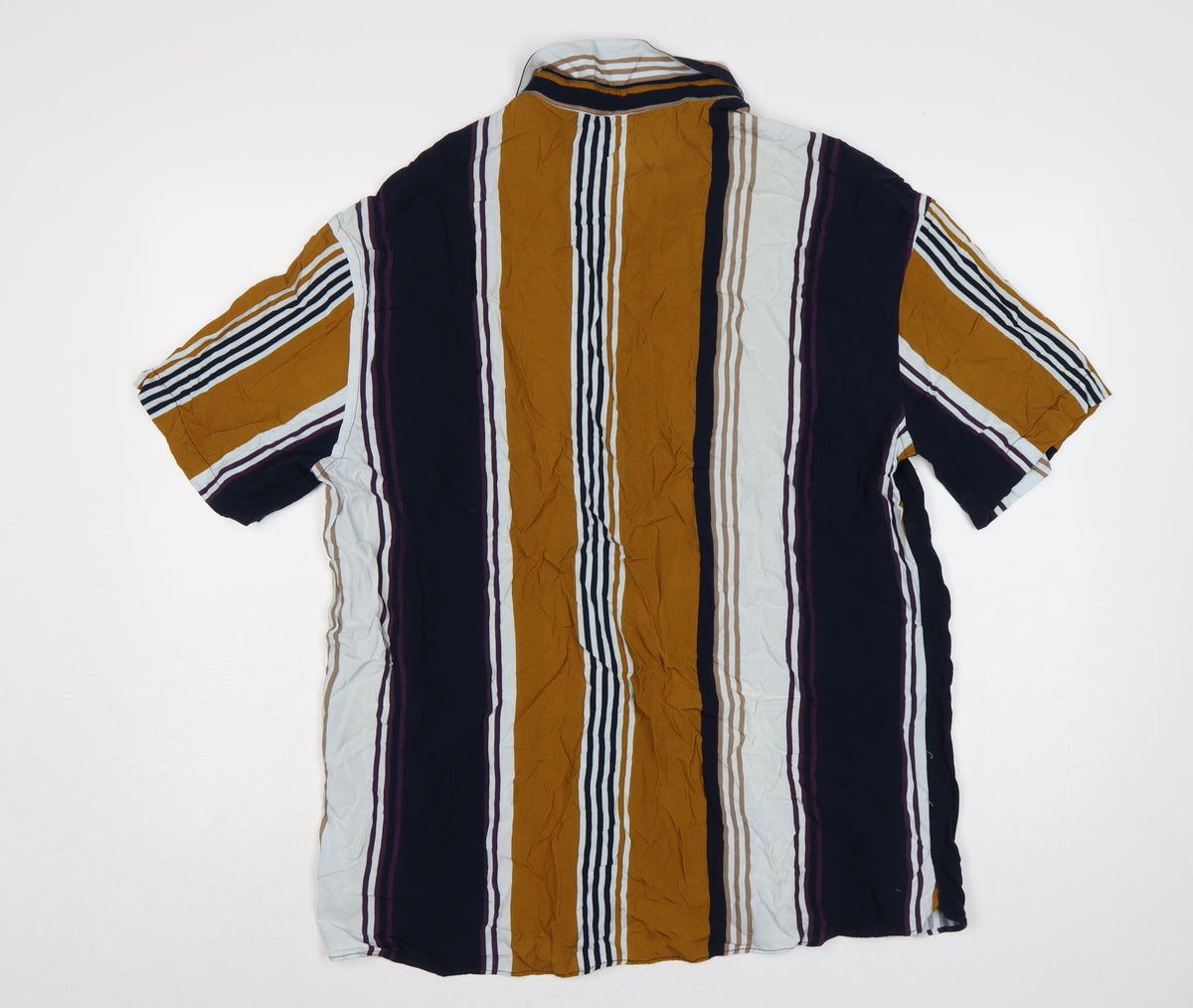 Brand and care label for Zara Men Multicoloured Striped Relaxed Fit Short Sleeve Button-Up Shirt XL