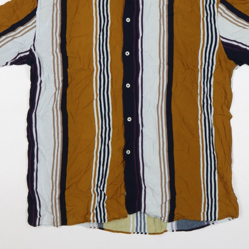 Additional view of Zara Men Multicoloured Striped Relaxed Fit Short Sleeve Button-Up Shirt XL