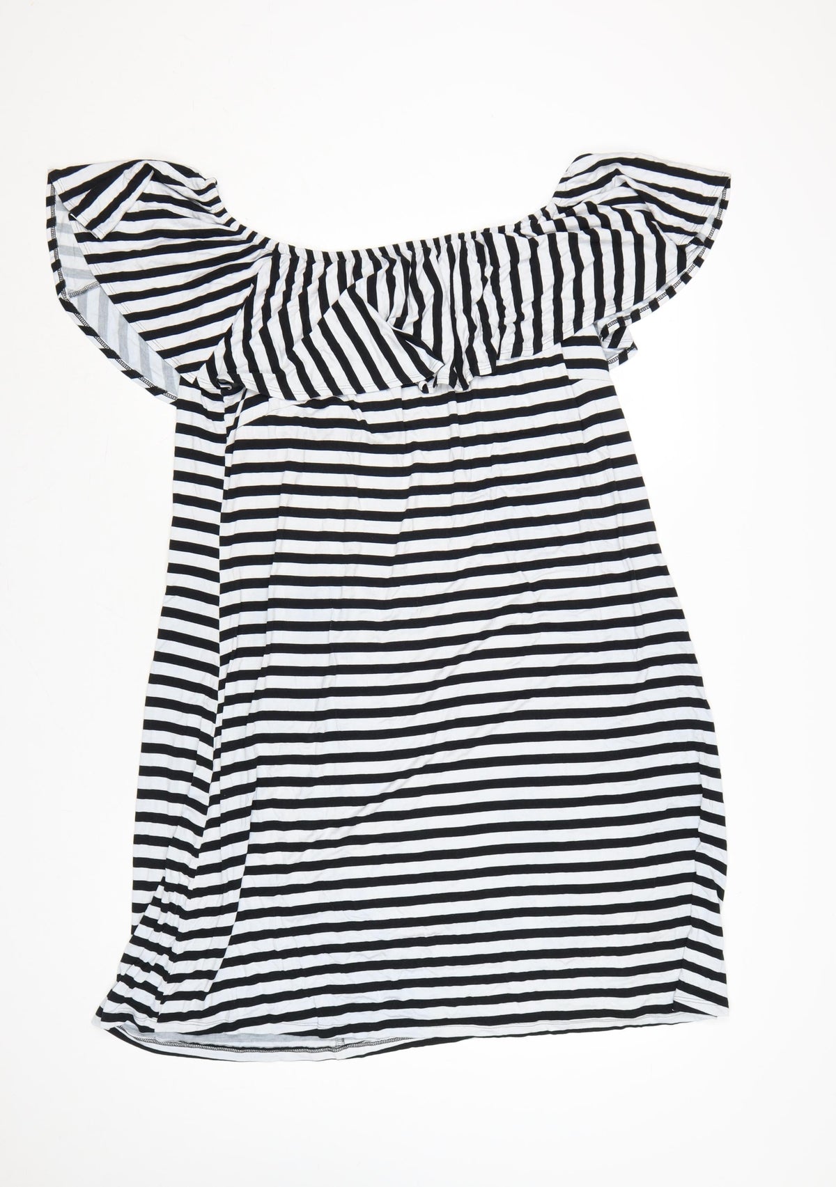 JD Williams Women’s Black White Stripe Off Shoulder Dress UK 20