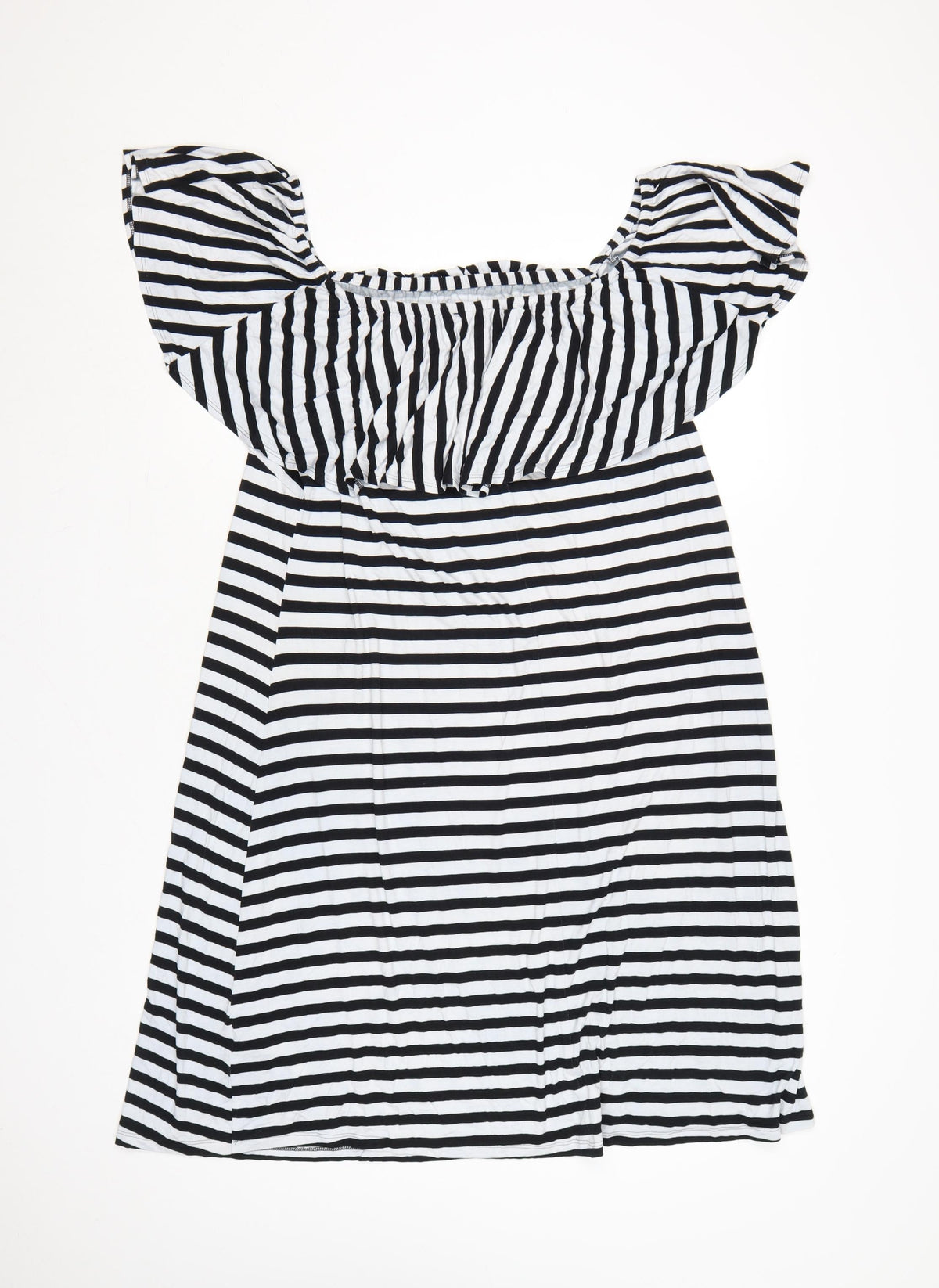 JD Williams Women’s Black White Stripe Off Shoulder Dress UK 20