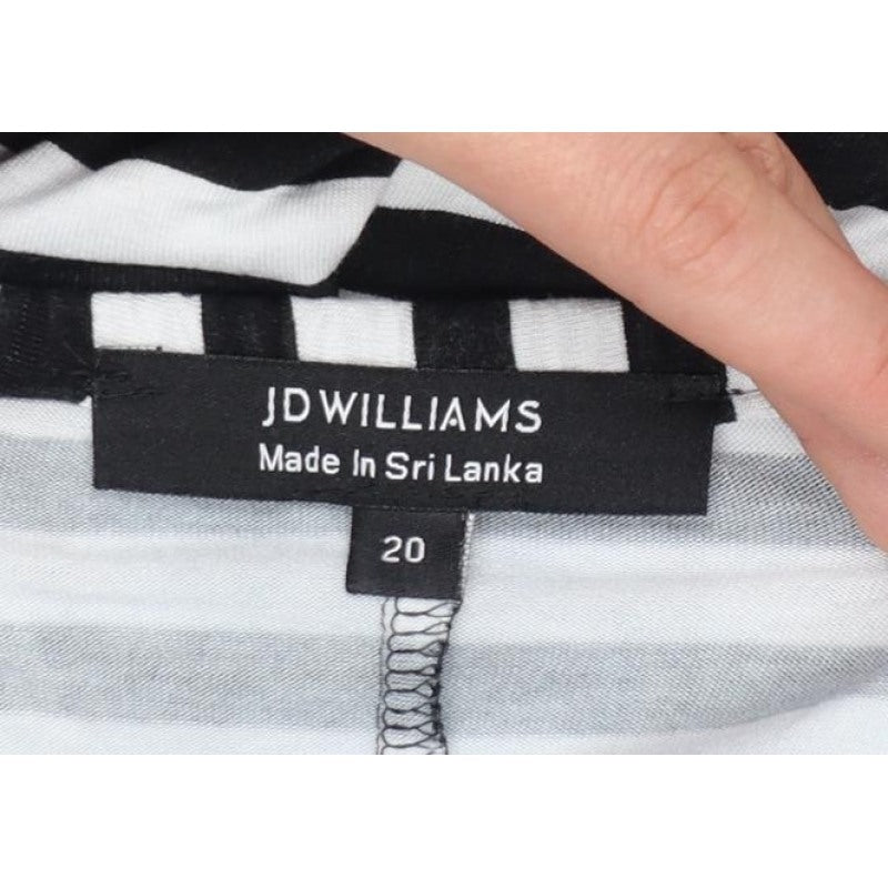 JD Williams Women’s Black White Stripe Off Shoulder Dress UK 20